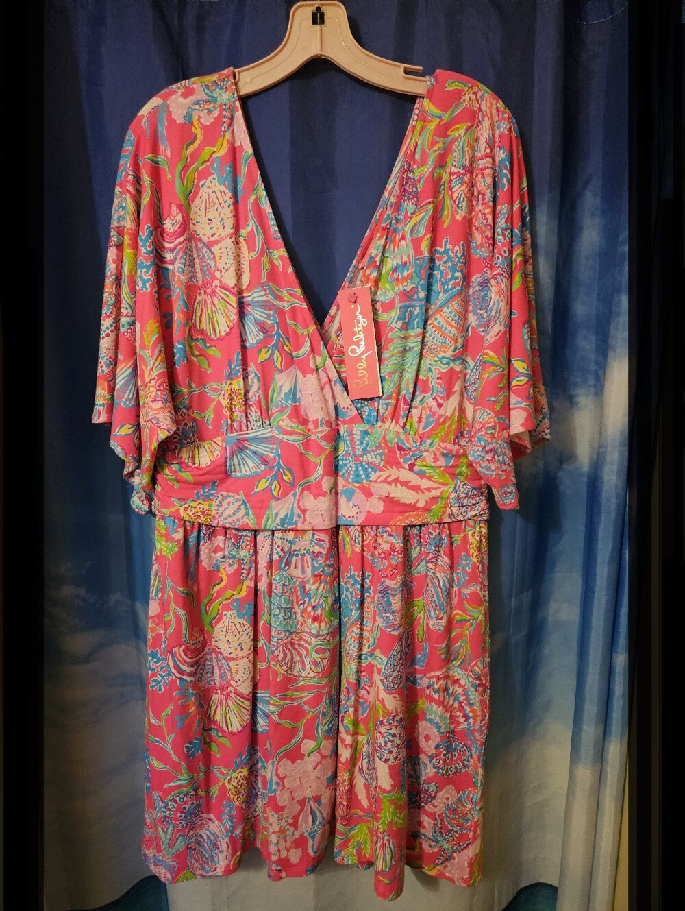 Lilly Pulitzer Pink Multi Floral V-Neck Midi Dress - Picture 8 of 9